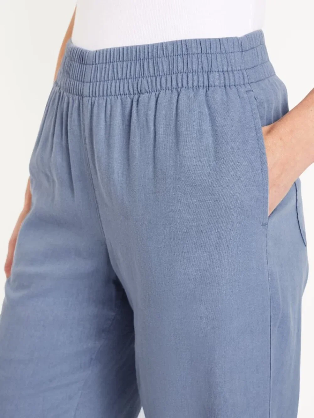 2/$30 Old Navy Linen-Blend Straight Ankle Pants Mid Rise Mount Shasta #A3885